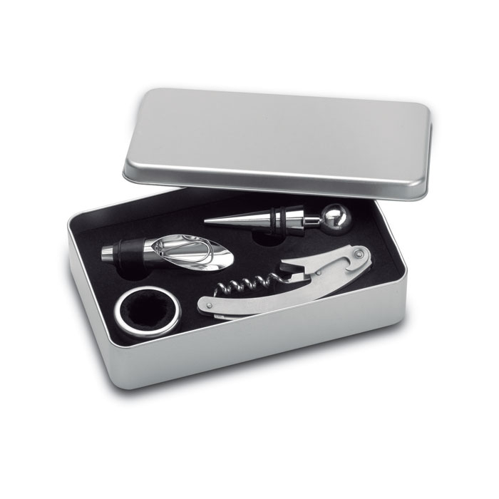 Ensemble publicitaire d'accessoires pour le vin - Winory silver mate